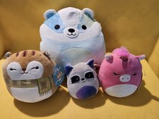 Squishmallows LOT Large bear, Medium Unicorn, squirrel & Small Raccoon  NWT  picture