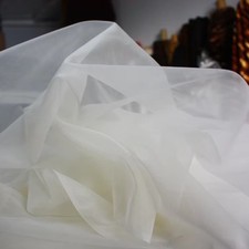 45'' Wide By Yard Natural White 100 Mulberry Silk Organza Fabric Gauze Off White picture