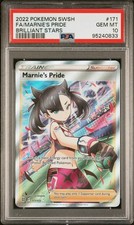 2022 POKEMON SWORD & SHIELD BRILLIANT STARS #171 FULL ART/MARNIE'S PRIDE PSA 10 picture