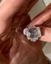 7.99 CT Emerald Cut Lab Grown E/VS1 Diamond Proposal Ring Gift 14K White gold picture