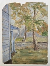 Birger Birger-Ericson “Corner of the House” Swedish Gouache on Paper Signed picture