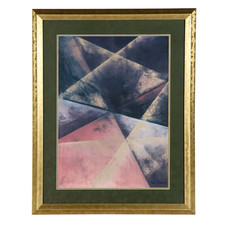 Vintage Postmodern Kati Roberts Mixed Media Abstract Monotype -Signed, framed- picture