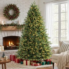 5.5‑7.5FT Fir PE‑Mix Pre‑Lit Artificial Christmas Tree Dual‑Color LED with Remot picture