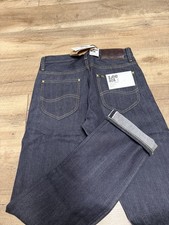 LEE 101 Z The Original Zip Fly Indigo Selvedge Jeans Size 30x34 Made In Italy picture