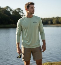 Reel Life Men's Large Performance Fishing Shirt Mint Green Sailfish UPF 50+ UV picture