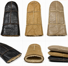 Womens Genuine Sheepskin Patch Leather Mittens picture