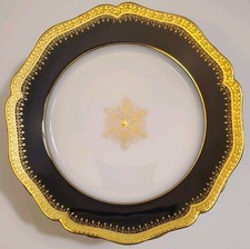 Wm Guerin Limoges GUE34 Set of 12 Luncheon Plates Cobalt Gold Antique France picture