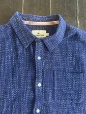 The Normal Brand Mens L Navy Textured Short Sleeve Button Up Shirt Pocket picture