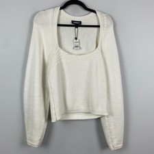 Express Square Neck Fitted Pullover Sweater Size Large Balloon Sleeve picture