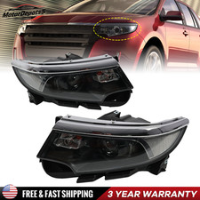 For Ford Edge 2011-2014 Halogen Black Headlight Headlamp Pair W/Bulbs picture