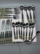 Vintage Moose Country Folk Craft Tienshan Flatware Set 25 Pc picture