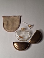 Vtg Mary Dunhill Scentinel Gold Tone Case Glass Perfume Bottle Glass Dauber picture