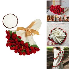 EIGHTOWN 43'' Red Rose Bouquet Crochet Blanket Handmade Knitted Throw picture