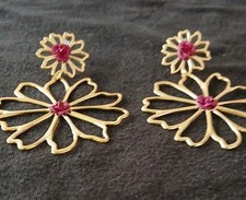 One Pair of Women's Bohemian Style Large Hollow Flower Splicing Earrings picture
