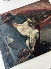 Listed Artist Gabriel Dauchot French 1926-2005 Oil On Canvas Unframed Rooster picture