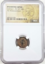 Byzantine Empire Justinian I Bronze Pentanummia NGC (HG) picture