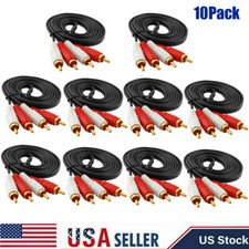 (10-Pack) 2-RCA Stereo Analog Audio Cable 2-RCA Male to Male, 5ft 10X US picture