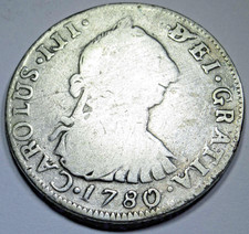 1780/79 Overdate Spanish Bolivia 4 Reales Antique Silver 1700's US Colonial Coin picture