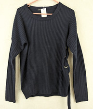 New William B + Friends sz M Sweater laceup side ribbed pullover blue 1490 picture