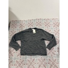 H&M Gray Beaded Knit Sweater Womens Small New Faux Pearl Embellished Pullover picture