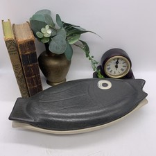 Vintage Mid Century Modern Glidden Pottery Covered Casserole Dish Fish Design picture