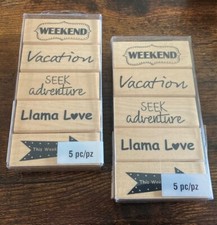 Wood Mounted Rubber Stamps Vacation Weekend Adventure Lot of 2 Pack of 5 picture
