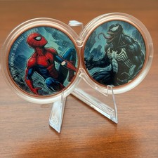 2 x 1 oz .999 Fine Copper Spider-Man vs Venom Medals w/ Infinity Case picture