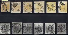 Austria, 1850, Lot of 12, Scott #1 and 2, 6 of each, Scott Cat. Val. $1,200.00+ picture