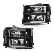 Pair LED Headlights For 07-14 GMC Sierra 2500HD 3500HD 07-13 1500 Black 22853029 picture