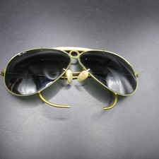 Vintage Ray-Ban Aviator Sunglasses Gold Tone Frame Dark Lenses Cable Temples picture