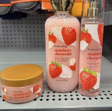 bodycology Strawberry Cheesecake Gift Set Body Wash, Bubble Bath, Mist & Scrub picture