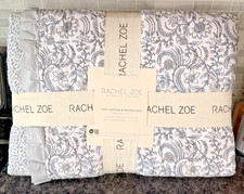 Rachel Zoe Multicolor Floral Reversible TWIN Quilt Cotton Ruffled picture