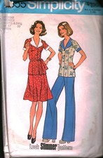 6855 Vintage Simplicity Sewing Pattern Misses 1970s Two Piece Dress Top Pants picture