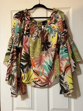 Moon Orchid Women's Size L Layered Cropped Top Boho Peasant Maximalist Artsy NWT picture