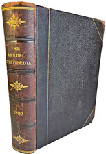 1899 Antique  Annual Cyclopaedia Illustrated Leather Reference Book Hardcover  picture