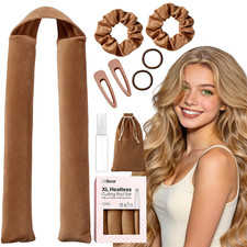 Jumbo Heatless Curls Overnight Set for Long Thick Hair, Brown | Hair Curler to B picture