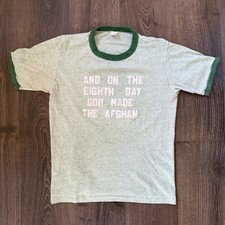 Vintage 70s T Shirt Eighth Day God Made The Afghan Ringer Starwyn Kennel picture