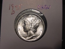 1945-D MERCURY DIME CHOICE BU NICE WHITE COLOR LUSTER POPULAR DATE SHIPS FREE picture