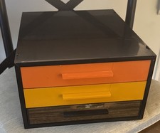 Vintage MCM 1970’s Space Age Modular Stacking Plastic Desk Organizers black  picture