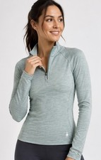 $120 Smartwool Women's Clas Thermal Base Layer 1/4 Zip Top-Arctic Green -Medium picture