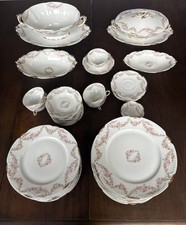 Antique Limoges Elite L 53 piece pink roses gold edged dinnerware set picture