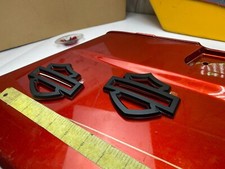 🔥OEM Harley CVO Touring Fuel Tank Emblems Badges Denim Black & Orange Genuine picture
