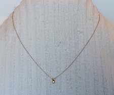 Vintage Deadstock Delicate Dainty 14K Gold .10 ct Diamond Necklace 18 in  picture