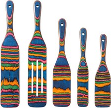 Pakkawood Spurtle Set, Gudamaye 5 Pcs Pakkawood Kitchen Utensils, Wooden Spoo... picture