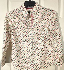 Talbots Ditsy Hearts Cotton Shirt Size SP Multicolor Long Sleeve picture