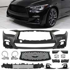 5/13 PC Front Bumper Grille Set For 2018-2024 Infiniti Q50 Sport W or W/O Sensor picture