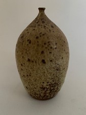Vintage Signed Julie Larson Studio Pottery 8” Weed Vessel Bud Vase Earthy picture