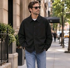 Uniqlo Ultra Stretch Shirt Jacket in Black Minimalist Contemporary Men's M NWT picture
