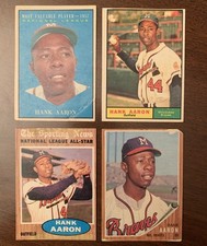 1961+1962 Topps MLB Baseball Star CARDS Milwaukee Braves(4)Hank Aaron/S News+MVP picture