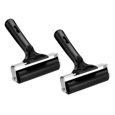 PATIKIL 4in Rubber Roller Brayer 2pcs Anti Skid Hard Black picture